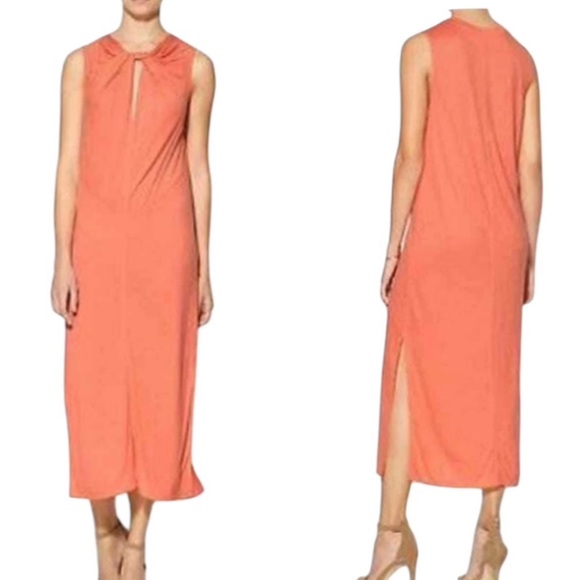 10 Crosby Derek Lam Dresses & Skirts - Derek Lam 10 Crosby Sleeveless Twist Knot Lux Knit Tank Midi Dress in Papaya - L